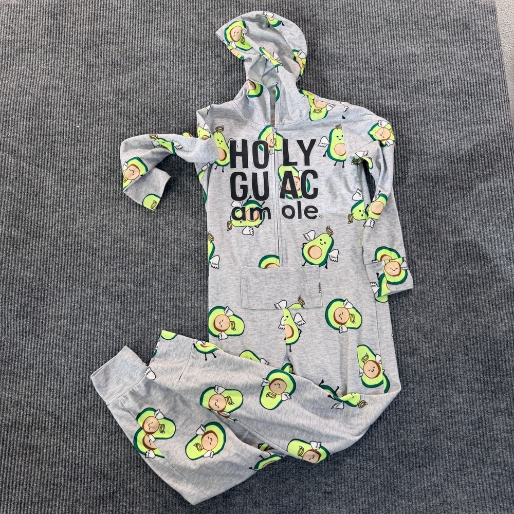 Justice Girls Holy Guacamole One Piece Union Suit Jumpsuit Pajamas Avocado Sz 10
